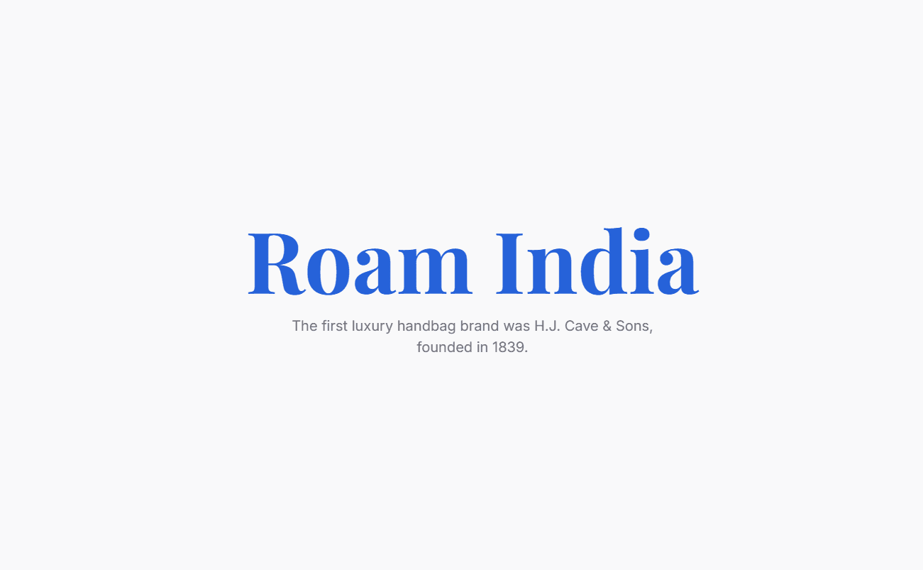 Roam India project asset